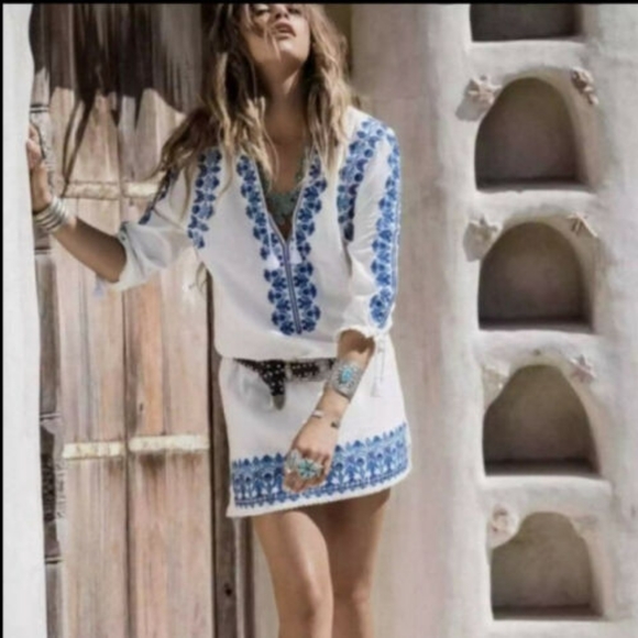 Spell & The Gypsy Santorini Embroidered Tunic Dress - Picture 2 of 8